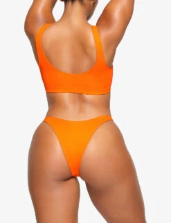 Tanga Mid-rise Recycled Stretch-nylon Bikini Bottoms -Ted Bakee Fashion Shop R04189634 ORANGE ALT03