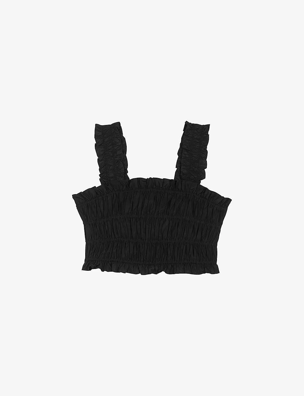 Maje Lunnaly Smocked Cropped Woven Top 1 Maje Lunnaly Smocked Cropped Woven Top