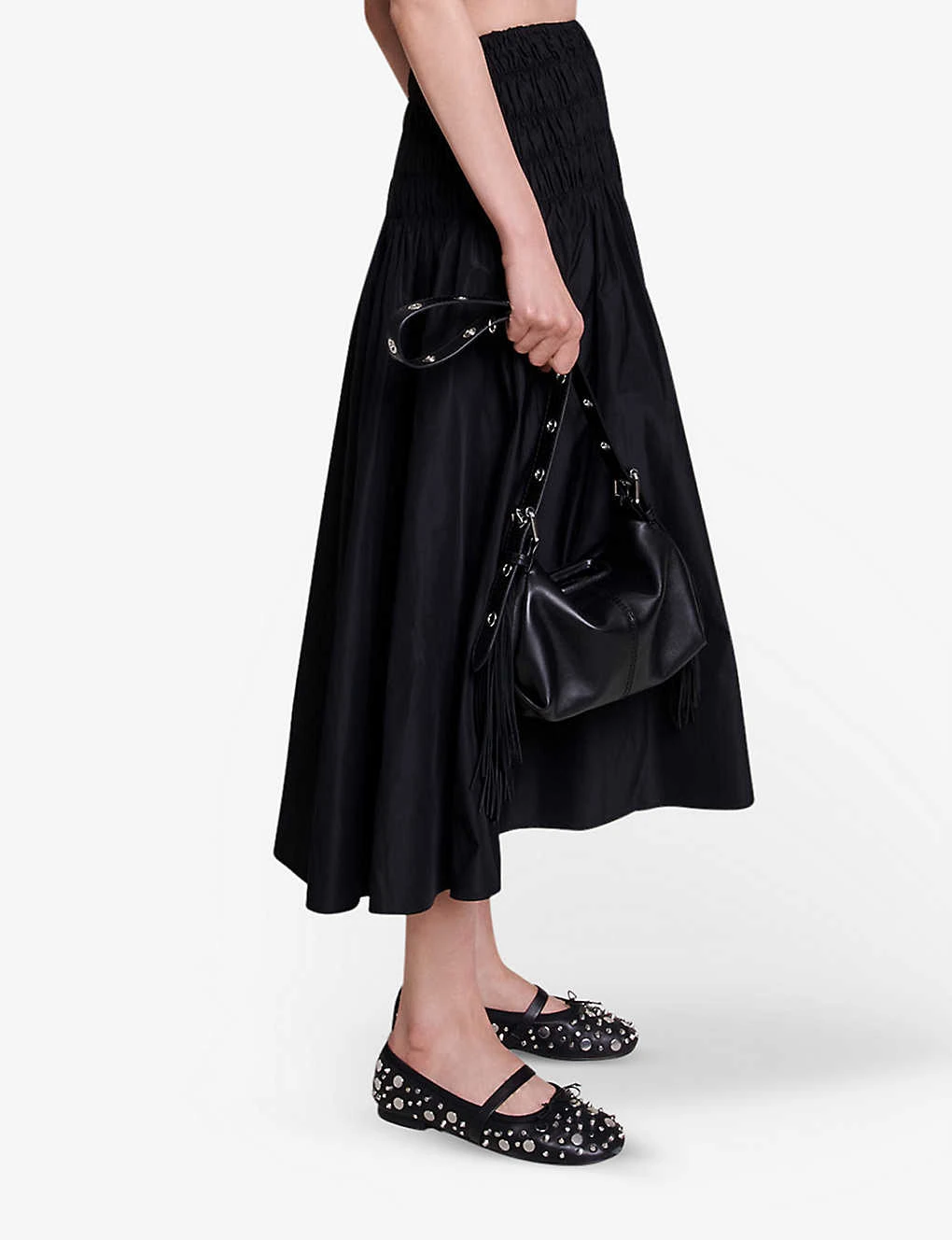 Maje Junnaly Smocked-waist Recycled-polyester Maxi Skirt 3 Maje Junnaly Smocked-waist Recycled-polyester Maxi Skirt - Image 3