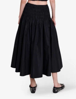 Maje Junnaly Smocked-waist Recycled-polyester Maxi Skirt 8 Maje Junnaly Smocked-waist Recycled-polyester Maxi Skirt -Ted Bakee Fashion Shop R04190239 NOIRGRIS ALT03