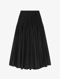 Maje Junnaly Smocked-waist Recycled-polyester Maxi Skirt