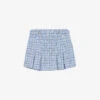 Maje Jolinete Branded-button Pleated Tweed Mini Skirt