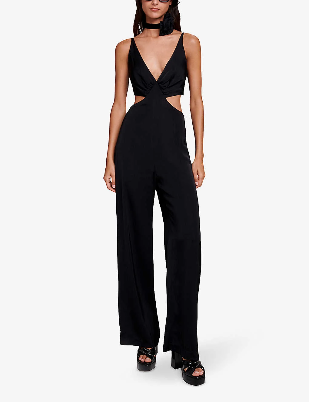 Maje Piblanca Cut-out Wide-leg Woven Jumpsuit 2 Maje Piblanca Cut-out Wide-leg Woven Jumpsuit - Image 2