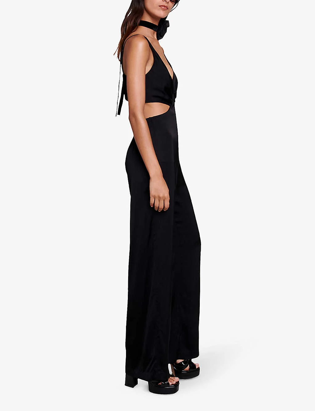 Maje Piblanca Cut-out Wide-leg Woven Jumpsuit 3 Maje Piblanca Cut-out Wide-leg Woven Jumpsuit - Image 3