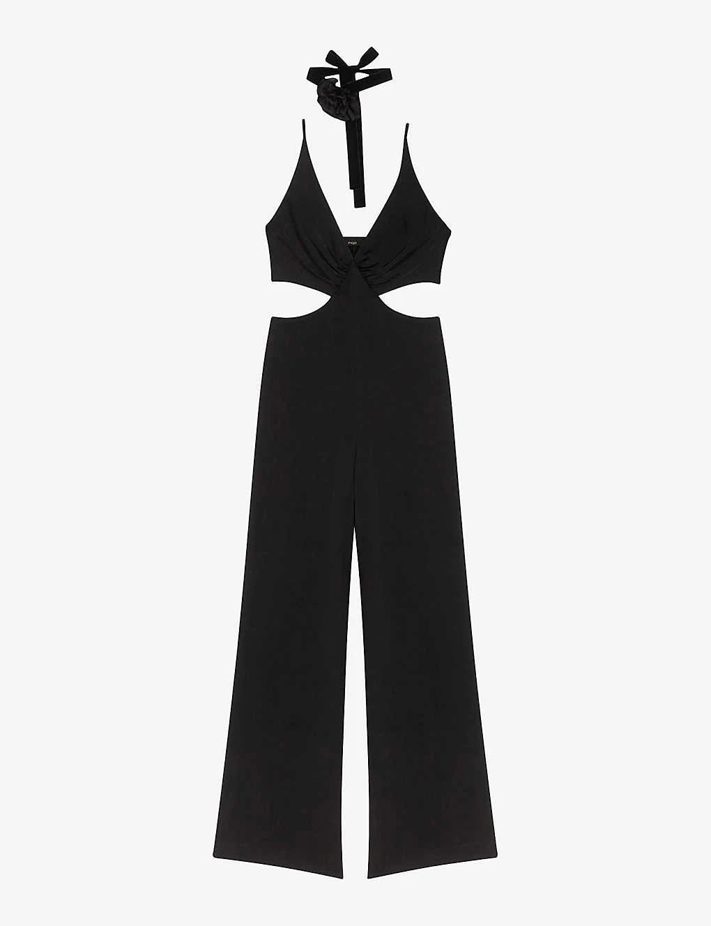 Maje Piblanca Cut-out Wide-leg Woven Jumpsuit 1 Maje Piblanca Cut-out Wide-leg Woven Jumpsuit