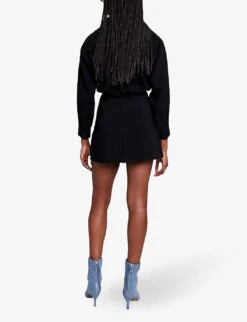 Maje Ilanie Wrap-front Woven Jumpsuit -Ted Bakee Fashion Shop R04190376 NOIRGRIS ALT03