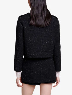 Maje Vateau Metallic-tweed Blazer 8 Maje Vateau Metallic-tweed Blazer -Ted Bakee Fashion Shop R04190462 NOIRGRIS ALT03