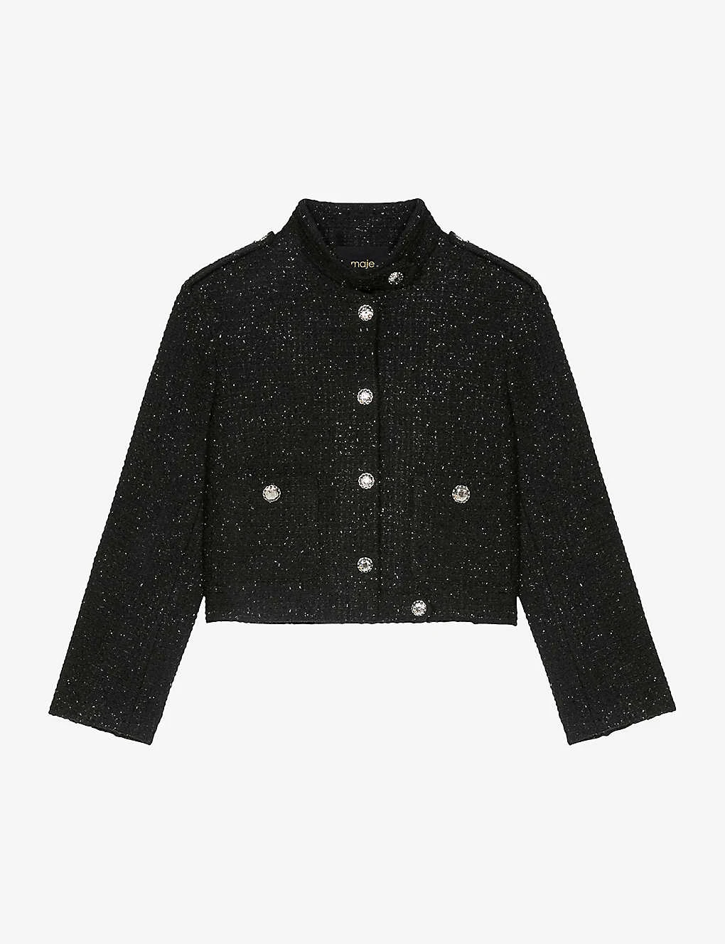 Maje Vateau Metallic-tweed Blazer 1 Maje Vateau Metallic-tweed Blazer