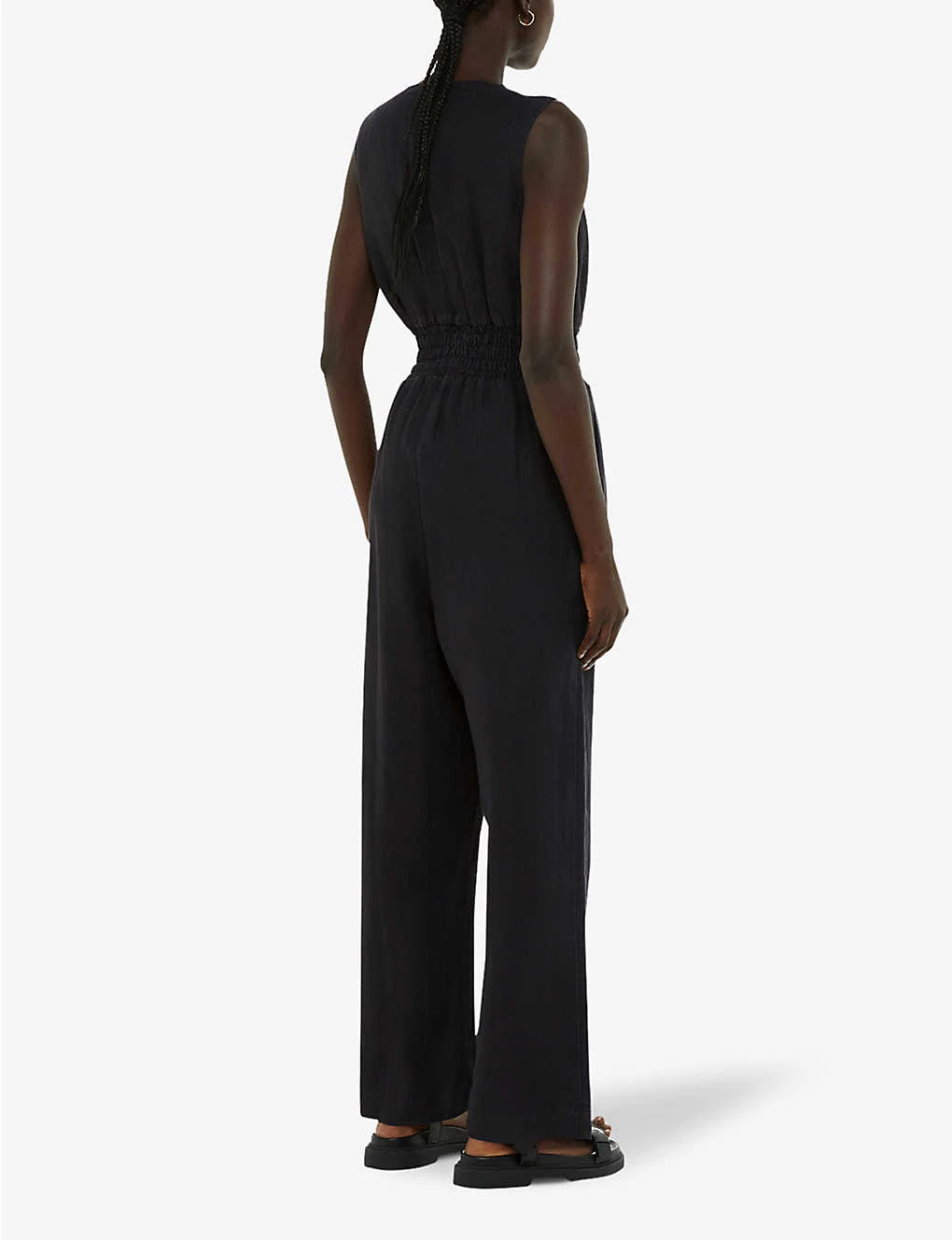 Whistles Danny Shirred-waist Sleeveless Linen Jumpsuit 4 Whistles Danny Shirred-waist Sleeveless Linen Jumpsuit - Image 4