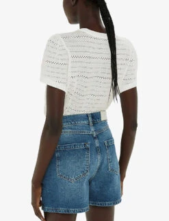 Whistles Broderie Puff-sleeve Relaxed-fit Stretch-cotton Top -Ted Bakee Fashion Shop R04191513 CREAM ALT03