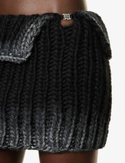 MISBHV Gradient-pattern Cable-knitted Wool-blend Mini Skirt -Ted Bakee Fashion Shop R04192563 BLACK ALT04