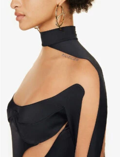Mugler High-neck Sheer-panels Stretch-woven Body -Ted Bakee Fashion Shop R04192670 BLACKNUDE ALT04