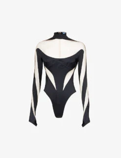 Mugler High-neck Sheer-panels Stretch-woven Body