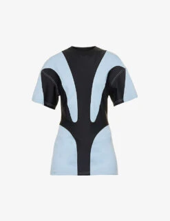 Mugler Panelled Short-sleeved Organic-cotton T-shirt
