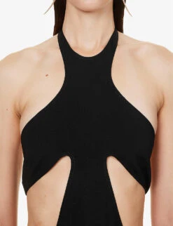 Mugler Halterneck Cut-out Swimsuit -Ted Bakee Fashion Shop R04192675 BLACK ALT05