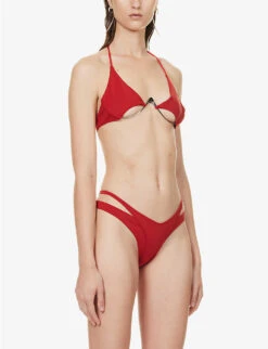 Mugler Halter-neck Cut-out Bikini -Ted Bakee Fashion Shop R04192676 DARKRED ALT02
