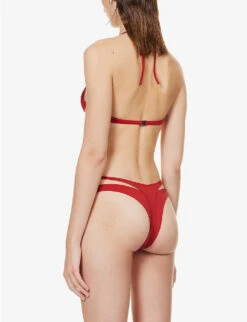 Mugler Halter-neck Cut-out Bikini -Ted Bakee Fashion Shop R04192676 DARKRED ALT03