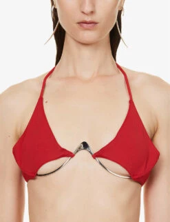 Mugler Halter-neck Cut-out Bikini -Ted Bakee Fashion Shop R04192676 DARKRED ALT04