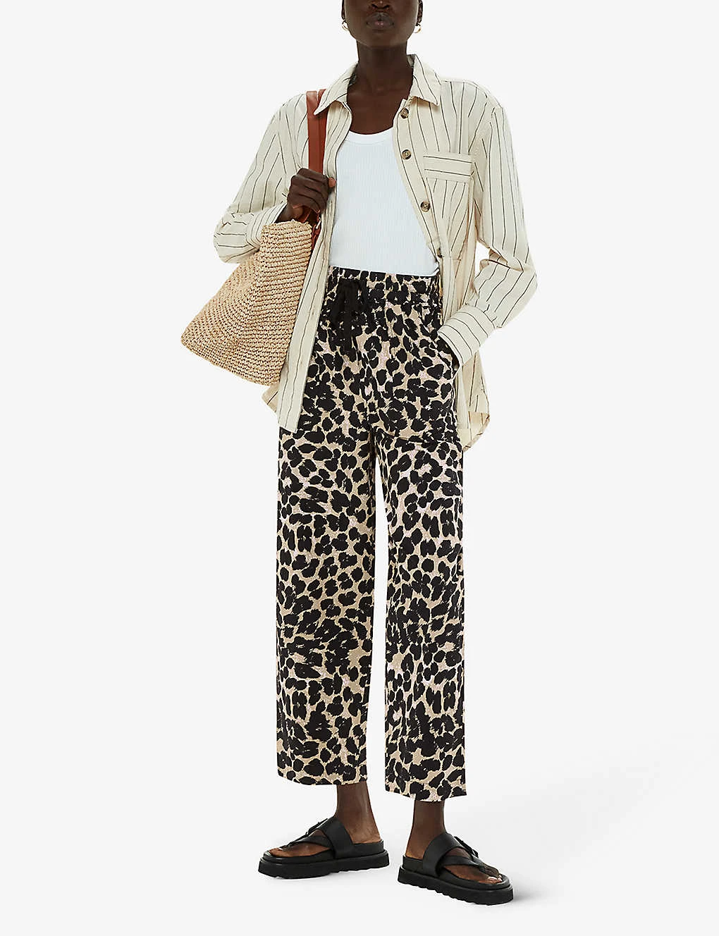 Whistles Leopard-print Elasticated-waist Cotton Trousers 2 Whistles Leopard-print Elasticated-waist Cotton Trousers - Image 2