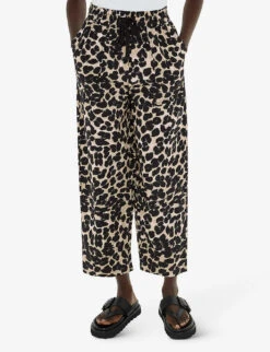 Whistles Leopard-print Elasticated-waist Cotton Trousers 8 Whistles Leopard-print Elasticated-waist Cotton Trousers -Ted Bakee Fashion Shop R04193424 MULTICOLOURED ALT03