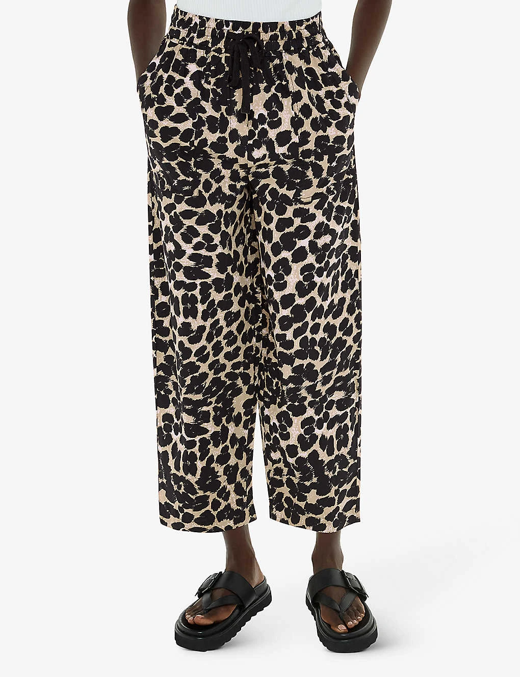 Whistles Leopard-print Elasticated-waist Cotton Trousers 4 Whistles Leopard-print Elasticated-waist Cotton Trousers - Image 4