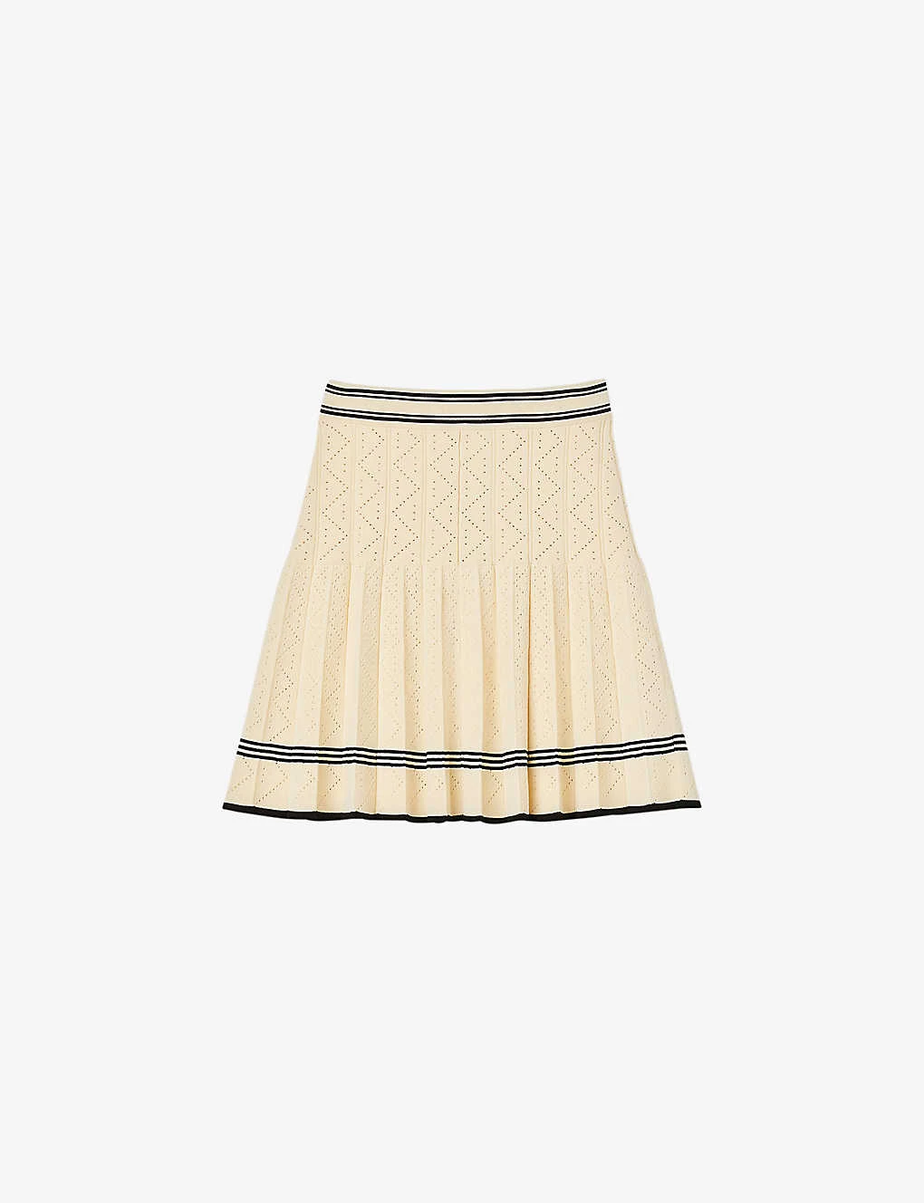 Sandro Fable Contrast-band Pleated Stretch-knit Mini Skirt 1 Sandro Fable Contrast-band Pleated Stretch-knit Mini Skirt