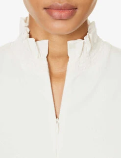 ME AND EM High-neck Frill-trim Cotton-blend Top -Ted Bakee Fashion Shop R04194850 CREAM ALT05