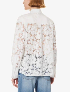 ME AND EM Floral-embroidered Recycled-polyester-blend Blouse -Ted Bakee Fashion Shop R04194879 SOFTWHITE ALT03