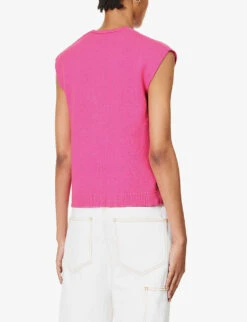 ME AND EM Relaxed-fit V-neck Cashmere Knitted Vest -Ted Bakee Fashion Shop R04194884 ULTRAPINK ALT03