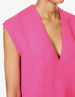 ME AND EM Relaxed-fit V-neck Cashmere Knitted Vest -Ted Bakee Fashion Shop R04194884 ULTRAPINK ALT04