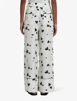 Marni Flared High-rise Heart-print Silk Trousers -Ted Bakee Fashion Shop R04196444 STONEWHITE ALT03