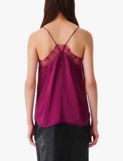 IRO Berwyn Lace-trim Silk Camisole Top -Ted Bakee Fashion Shop R04196494 PUR33 ALT03