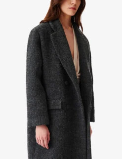 IRO Gonira Notched-lapel Woven Coat -Ted Bakee Fashion Shop R04196497 GRY35 ALT02