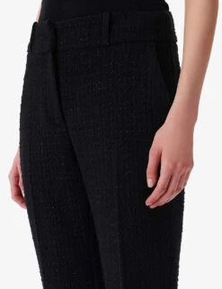 IRO Abema Cropped Straight-leg Mid-rise Tweed Trousers -Ted Bakee Fashion Shop R04196509 BLA01 ALT02