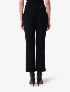 IRO Abema Cropped Straight-leg Mid-rise Tweed Trousers -Ted Bakee Fashion Shop R04196509 BLA01 ALT03