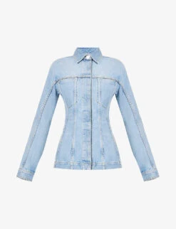 ALAIA Cinched-waist Patch-pocket Denim Jacket