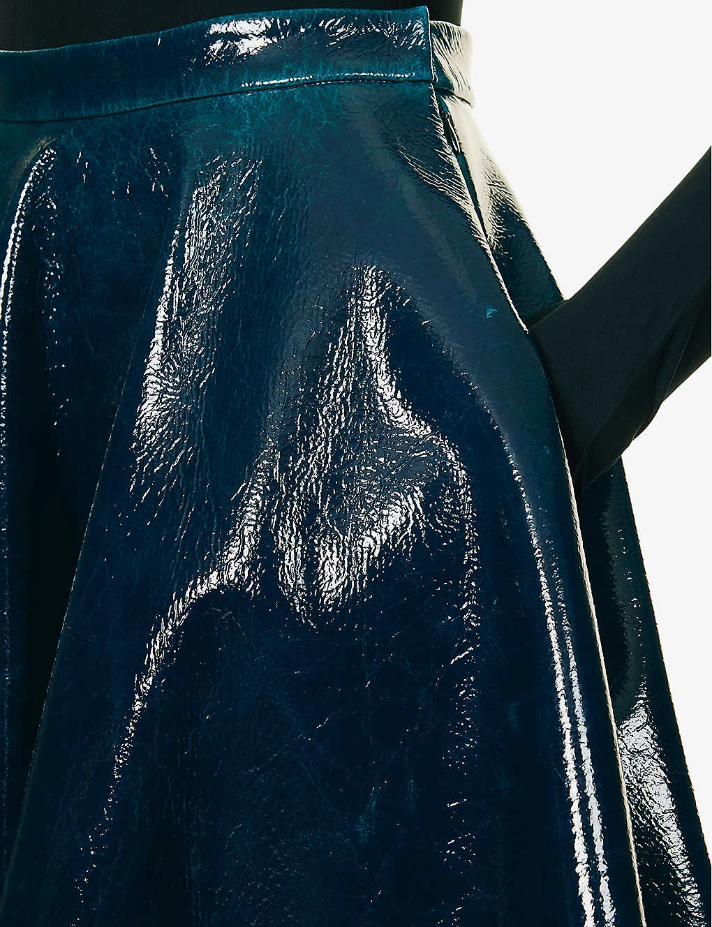 ALAIA Pleated Patent High-rise Wool-blend Midi Skirt 5 ALAIA Pleated Patent High-rise Wool-blend Midi Skirt - Image 5