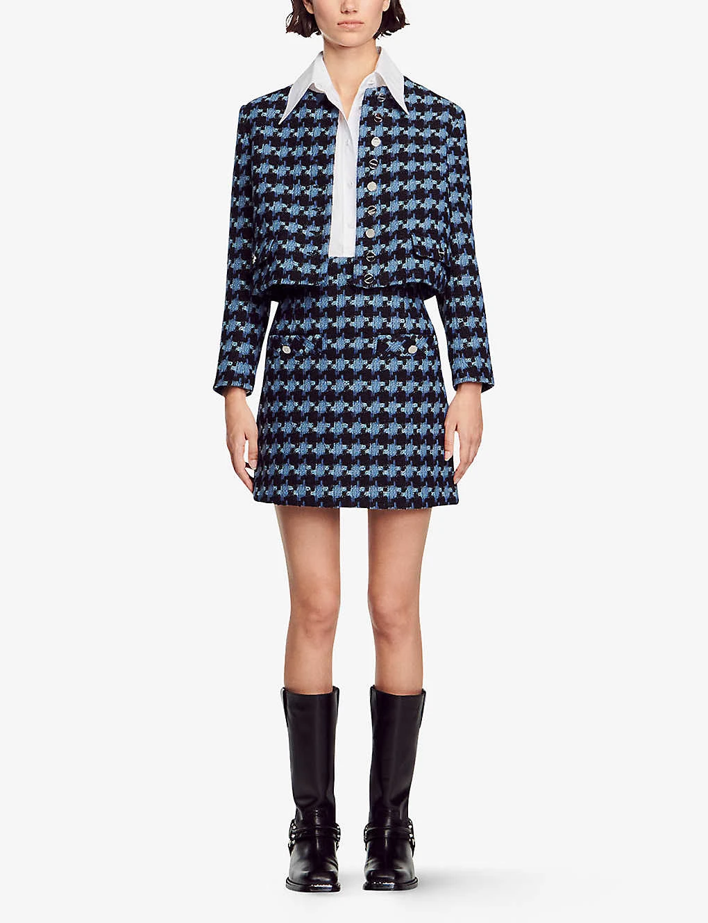 Sandro Marty Houndstooth Tweed Mini Skirt 2 Sandro Marty Houndstooth Tweed Mini Skirt - Image 2