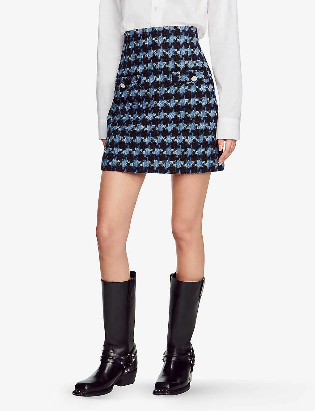 Sandro Marty Houndstooth Tweed Mini Skirt 3 Sandro Marty Houndstooth Tweed Mini Skirt - Image 3