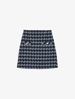 Sandro Marty Houndstooth Tweed Mini Skirt