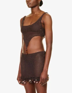 Jaded London Magma Crotchet Cotton-blend Mini Dress -Ted Bakee Fashion Shop R04197661 TANCROCHET ALT02