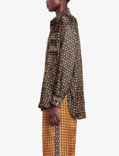 Sandro Jungle Graphic-print Long-sleeve Woven Shirt -Ted Bakee Fashion Shop R04197820 NOIRGRIS ALT02