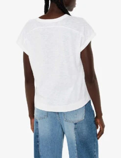 Whistles Aubrie Button-through V-neck Cotton Top -Ted Bakee Fashion Shop R04199557 WHITE ALT03