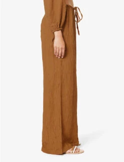 Faithfull The Brand Rupina Wide-leg High-rise Linen-blend Trousers 7 Faithfull The Brand Rupina Wide-leg High-rise Linen-blend Trousers -Ted Bakee Fashion Shop R04199681 CARAMEL ALT02