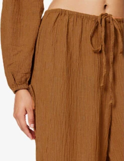 Faithfull The Brand Rupina Wide-leg High-rise Linen-blend Trousers 9 Faithfull The Brand Rupina Wide-leg High-rise Linen-blend Trousers -Ted Bakee Fashion Shop R04199681 CARAMEL ALT04