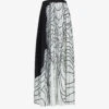 Abstract-print Pleated Crepe Midi Skirt