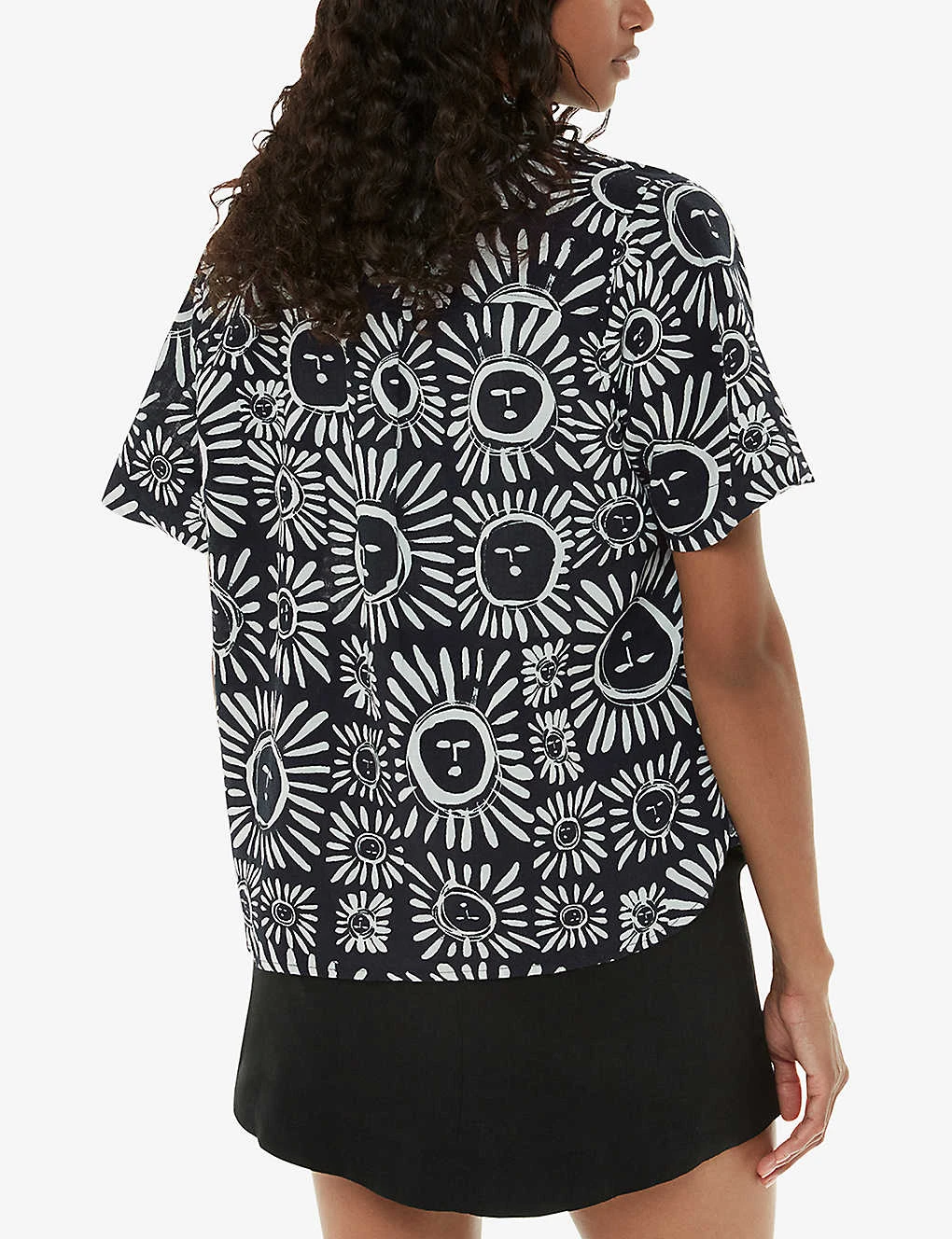 Whistles Sunman Graphic-print Short-sleeve Linen-cotton Blend Shirt 4 Whistles Sunman Graphic-print Short-sleeve Linen-cotton Blend Shirt - Image 4