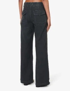 CITIZENS OF HUMANITY Paloma Faded-wash Mid-rise Wide-leg Cotton Trousers 9 CITIZENS OF HUMANITY Paloma Faded-wash Mid-rise Wide-leg Cotton Trousers -Ted Bakee Fashion Shop R04200423 WASHEDBLACK ALT03