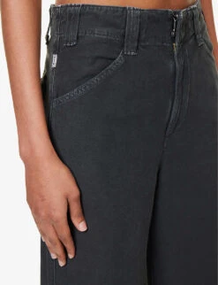 CITIZENS OF HUMANITY Paloma Faded-wash Mid-rise Wide-leg Cotton Trousers 10 CITIZENS OF HUMANITY Paloma Faded-wash Mid-rise Wide-leg Cotton Trousers -Ted Bakee Fashion Shop R04200423 WASHEDBLACK ALT04