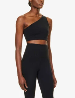 Airweight Brand-print Asymmetrical Stretch-woven Bra -Ted Bakee Fashion Shop R04200762 BLACK ALT02